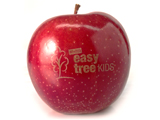 Logo Apfel rot Braeburn mit Staples Gravur