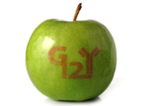 Logo Apfel grün mit Gravur